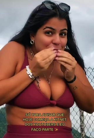 4. Adorable Julia Antunes Shows Cleavage in Seductive Red Bikini and Bouncing Boobs