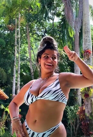 2. Really Cute Julia Antunes Shows Cleavage in Zebra Bikini