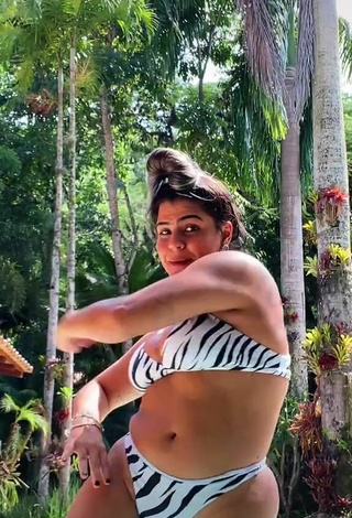 3. Really Cute Julia Antunes Shows Cleavage in Zebra Bikini