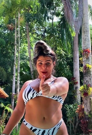 4. Really Cute Julia Antunes Shows Cleavage in Zebra Bikini