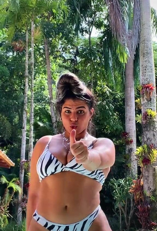 5. Really Cute Julia Antunes Shows Cleavage in Zebra Bikini