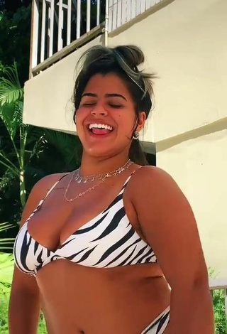 3. Sweetie Julia Antunes Shows Cleavage in Zebra Bikini and Bouncing Tits