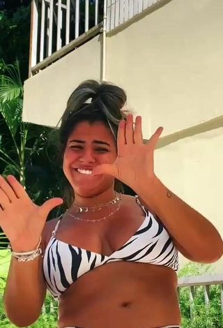 5. Sweetie Julia Antunes Shows Cleavage in Zebra Bikini and Bouncing Tits