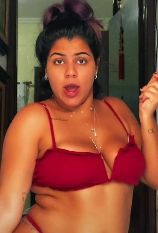 2. Hottie Julia Antunes Shows Cleavage in Red Bikini and Bouncing Boobs