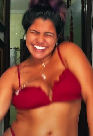 4. Hottie Julia Antunes Shows Cleavage in Red Bikini and Bouncing Boobs