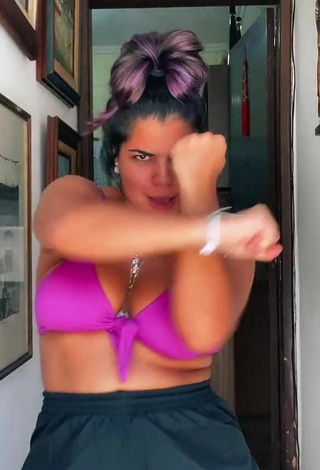 2. Really Cute Julia Antunes Shows Cleavage in Violet Bikini Top and Bouncing Boobs