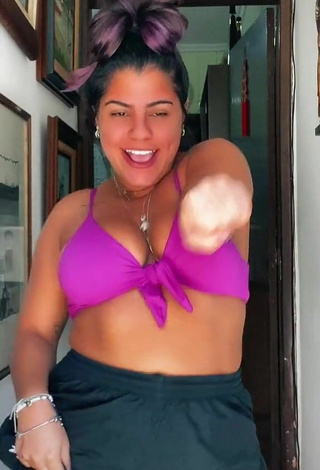 3. Really Cute Julia Antunes Shows Cleavage in Violet Bikini Top and Bouncing Boobs