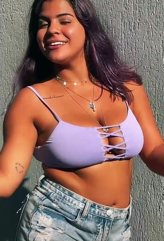 5. Cute Julia Antunes Shows Cleavage in Purple Crop Top