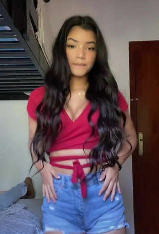 kerlytaaaaa in Hot Red Crop Top