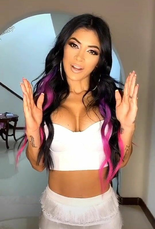 Sexy Kimberly Flores Shows Cleavage in White Crop Top