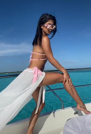 Beautiful Kimberly Flores in Sexy Pink Bikini Top on a Boat