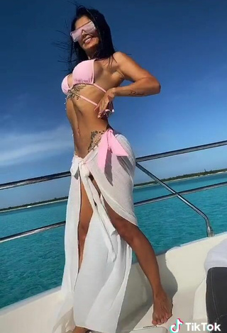 4. Beautiful Kimberly Flores in Sexy Pink Bikini Top on a Boat