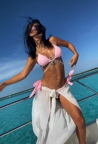 5. Beautiful Kimberly Flores in Sexy Pink Bikini Top on a Boat