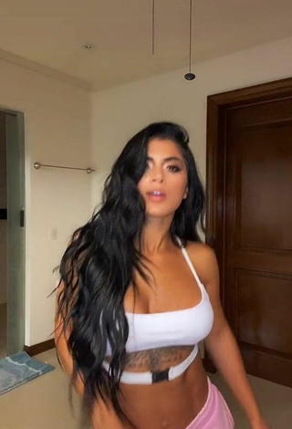 2. Sweetie Kimberly Flores Shows Cleavage in White Crop Top