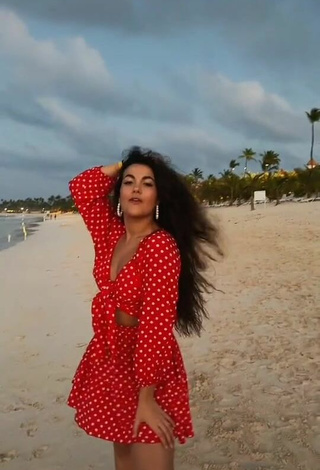 Sultry Lana in Polka Dot Sundress at the Beach