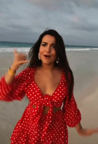 4. Sultry Lana in Polka Dot Sundress at the Beach