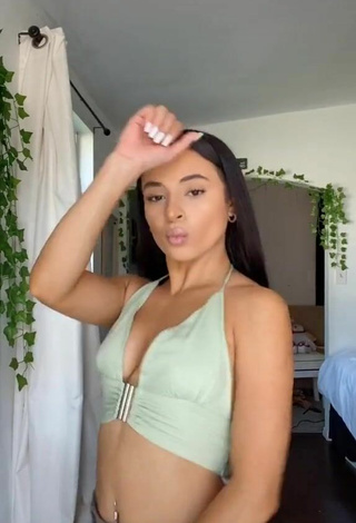 2. Sultry Leslie Contreras in Light Green Crop Top