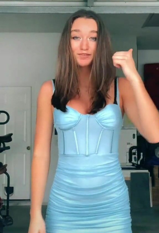 3. Sultry Lia Jakubowski in Blue Dress