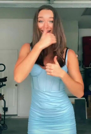 4. Sultry Lia Jakubowski in Blue Dress