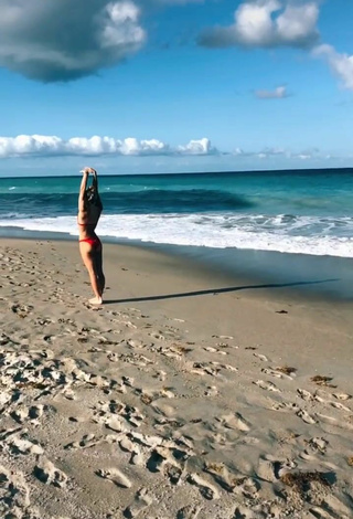 1. Erotic Olivia Dunne in Red Bikini at the Beach