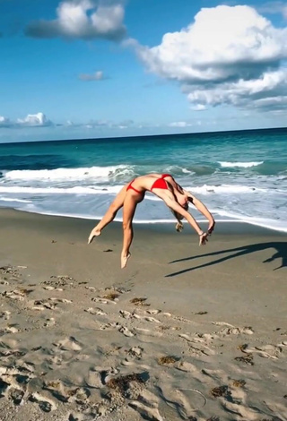 3. Erotic Olivia Dunne in Red Bikini at the Beach