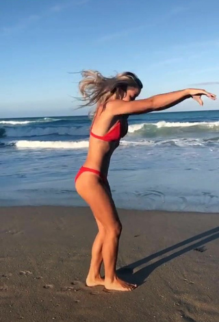 Breathtaking Olivia Dunne in Red Bikini at the Beach