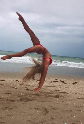 5. Sexy Olivia Dunne in Red Bikini at the Beach