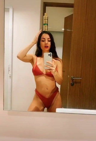 2. Andrea Caro Looks Beautiful in Red Bikini