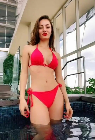 2. Sultry Andrea Caro in Red Bikini at the Pool