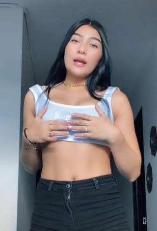 Sultry Valentina Quintero in Blue Crop Top