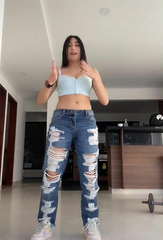 2. Sexy Valentina Quintero in Blue Crop Top