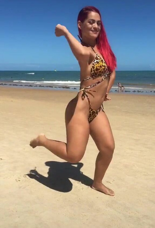 Mayca Delduque Looks Sexy in Leopard Bikini at the Beach