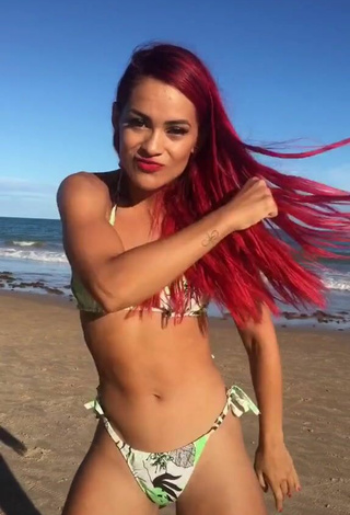 3. Mayca Delduque in Appealing Floral Bikini at the Beach