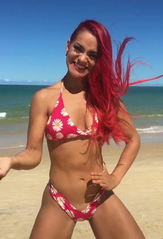 Hot Mayca Delduque in Floral Bikini at the Beach