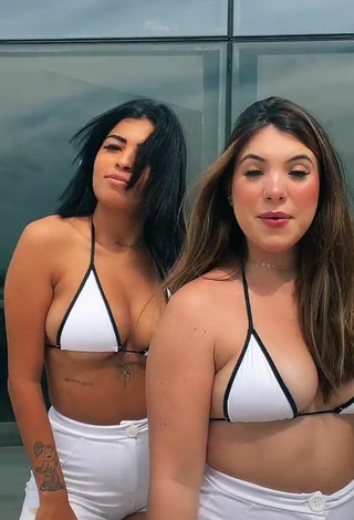 Sexy MC Lya Shows Cleavage in White Bikini Top