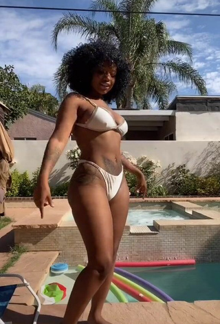 1. Titillating Mikeila Jones in White Bikini at the Swimming Pool