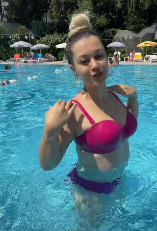 Sultry Miray Aktağ in Pink Bikini at the Pool