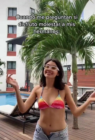 Cute Michelle Mendizábal in Bikini Top at the Swimming Pool