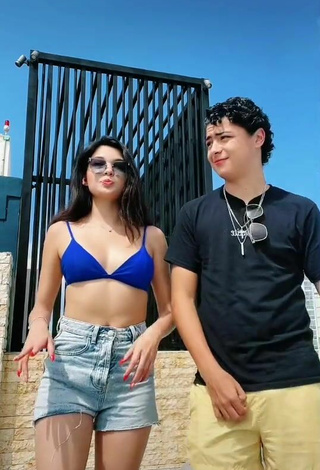 3. Titillating Michelle Mendizábal in Blue Bikini Top