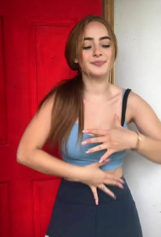 4. Titillating Nicolle Figueroa in Blue Crop Top and Bouncing Boobs