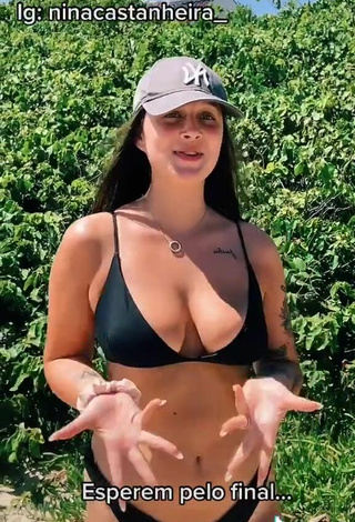 4. Sexy Nina Castanheira Shows Cleavage in Black Bikini and Bouncing Tits