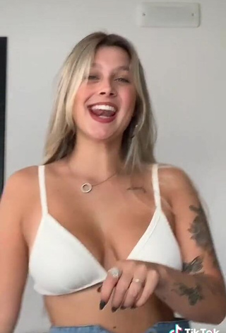 4. Sultry Nina Castanheira Shows Cleavage in White Bikini Top and Bouncing Tits