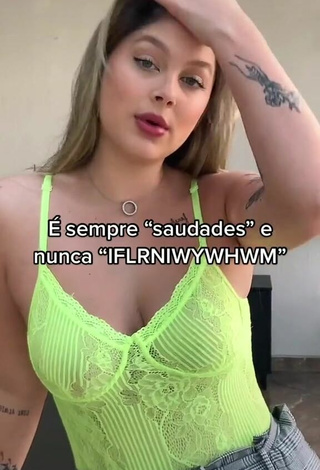 Sultry Nina Castanheira Shows Cleavage in Lime Green Top