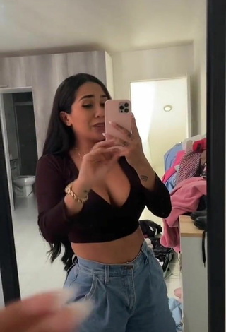 Luscious Pao Castillo Shows Cleavage in Black Crop Top