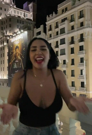 Sexy Pao Castillo Shows Cleavage in Black Crop Top and Bouncing Boobs