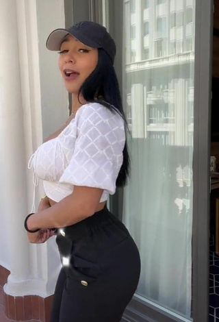 Beautiful Pao Castillo Shows Cleavage in Sexy White Crop Top and Bouncing Boobs