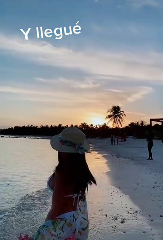 Lovely Rosángela Espinoza Shows Cleavage in White Bikini at the Beach