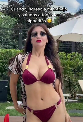 4. Sultry Rosángela Espinoza Shows Cleavage in Red Bikini at the Pool