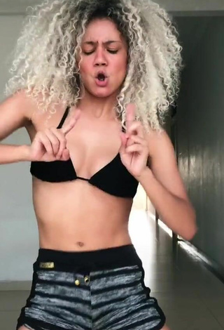 2. Cute Sandra Costa in Black Bikini Top and Bouncing Boobs