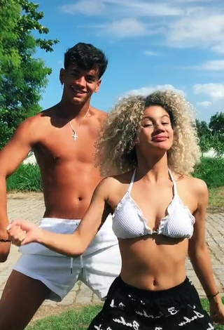 2. Lovely Sandra Costa in White Bikini Top and Bouncing Boobs